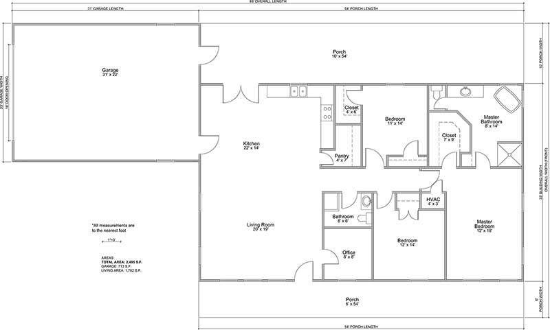 Celeste Style Barndominium Floor Plan